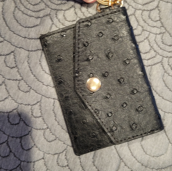 BEBE Handbag with coin purse 14' Ostrich Black - Picture 8 of 9